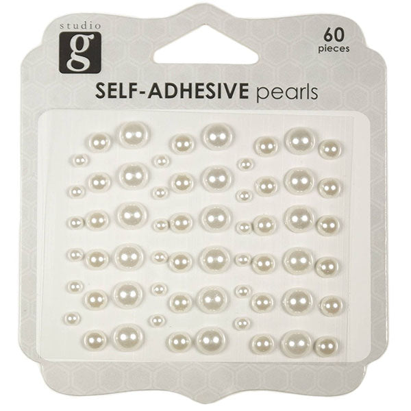Studio G White Adhesive Pearls, 60 Count- Art and Craft Scrapbooking  Embellishments