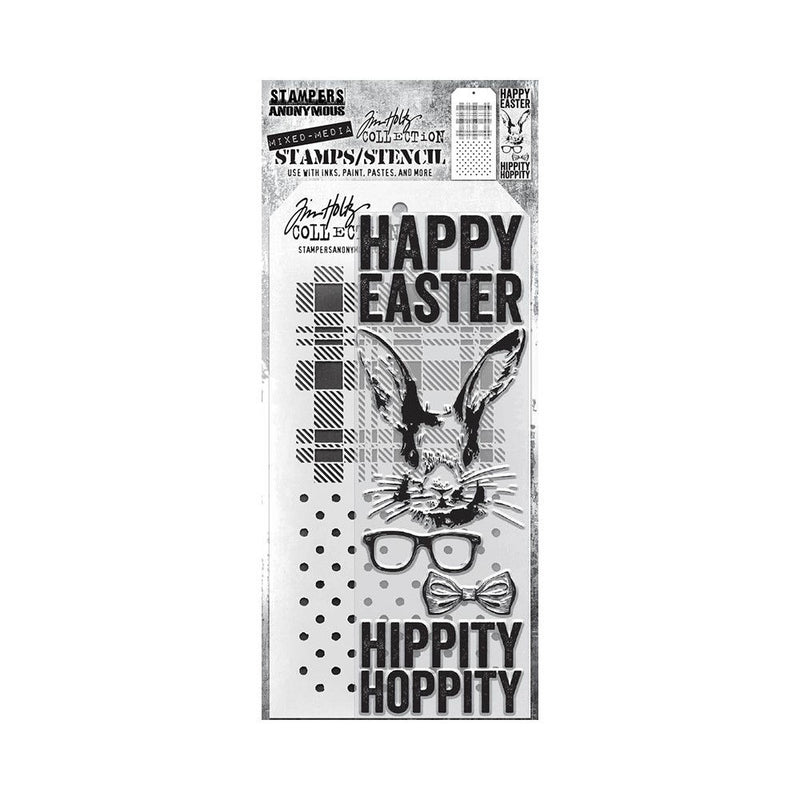 Tim Holtz Clear Stamps and Stencil HIPSTER BUNNY THMM164 – Simon